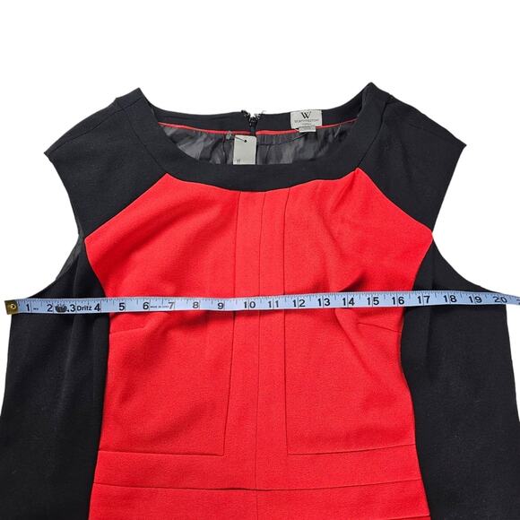 NWT Worthington Dress Womens Size 16 W Red Black Sleeveless Shift Color Block - Picture 14 of 15